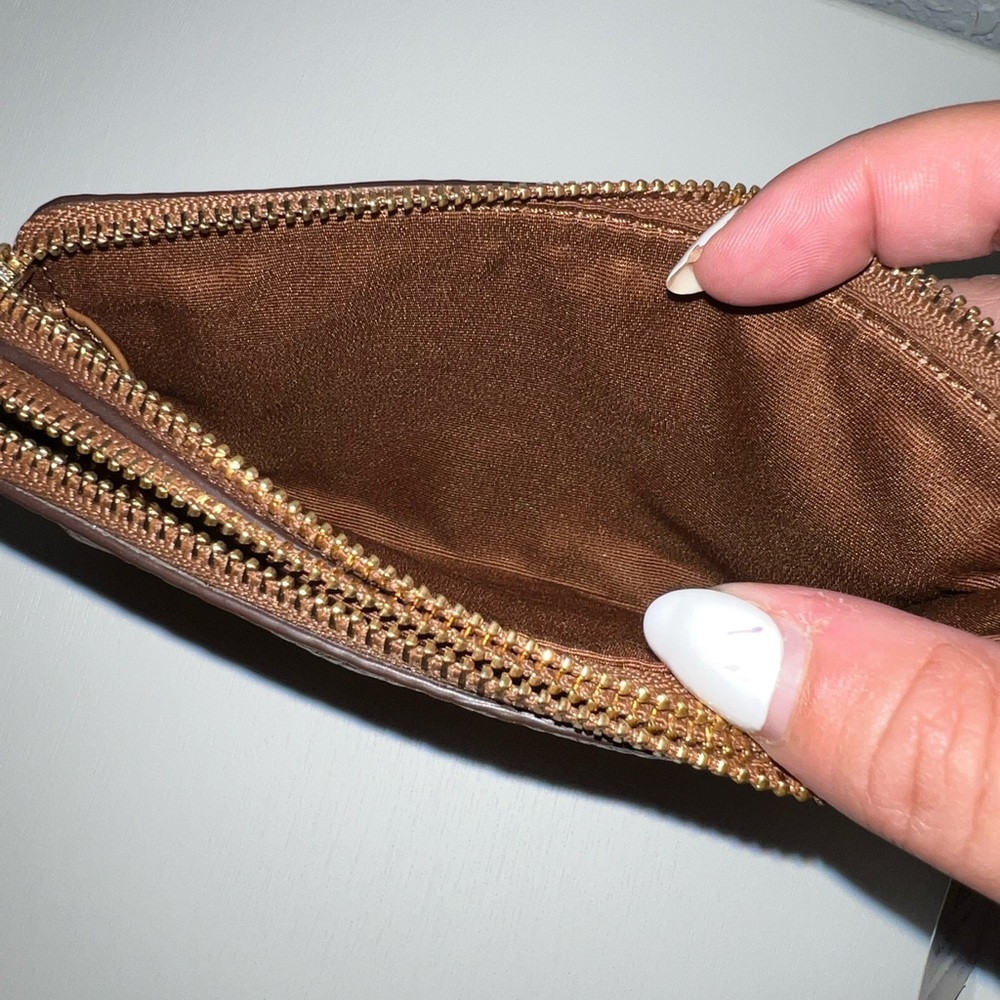 NWT, Coach brown pebble leather, double zip wristlet/wallet/purse bag - Picture 3 of 10